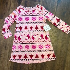 Unicorn and Snowflake Pink Kids Pajama Nightgown
